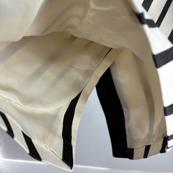 H&M Linen Blend Asymmetrical Skirt Cream and Black Stripe Size 8 - Picture 4 of 7